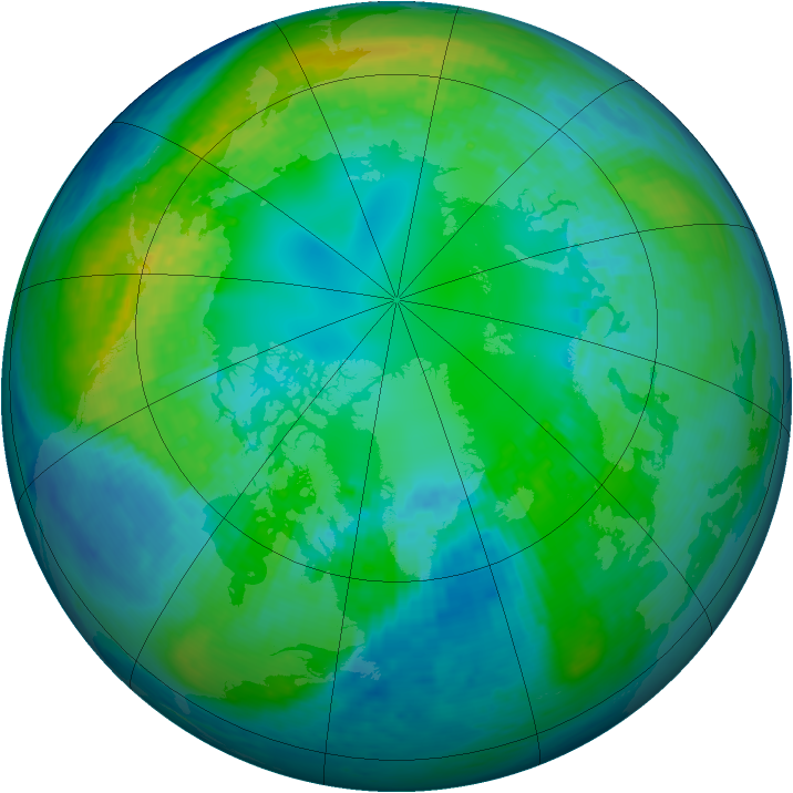 Arctic ozone map for 27 October 2001